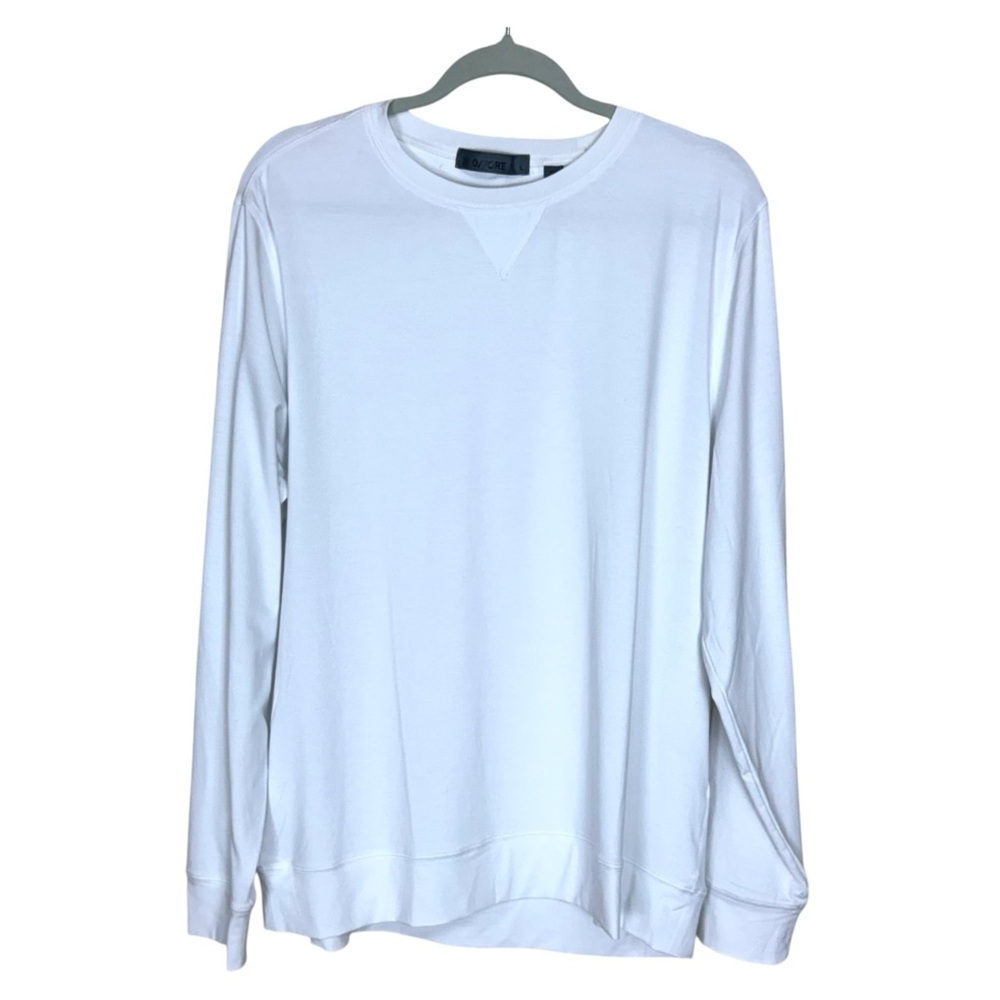 G/FORE Men's Luxe Crewneck Mid Layer Pullover Shirt White Long Sleeve